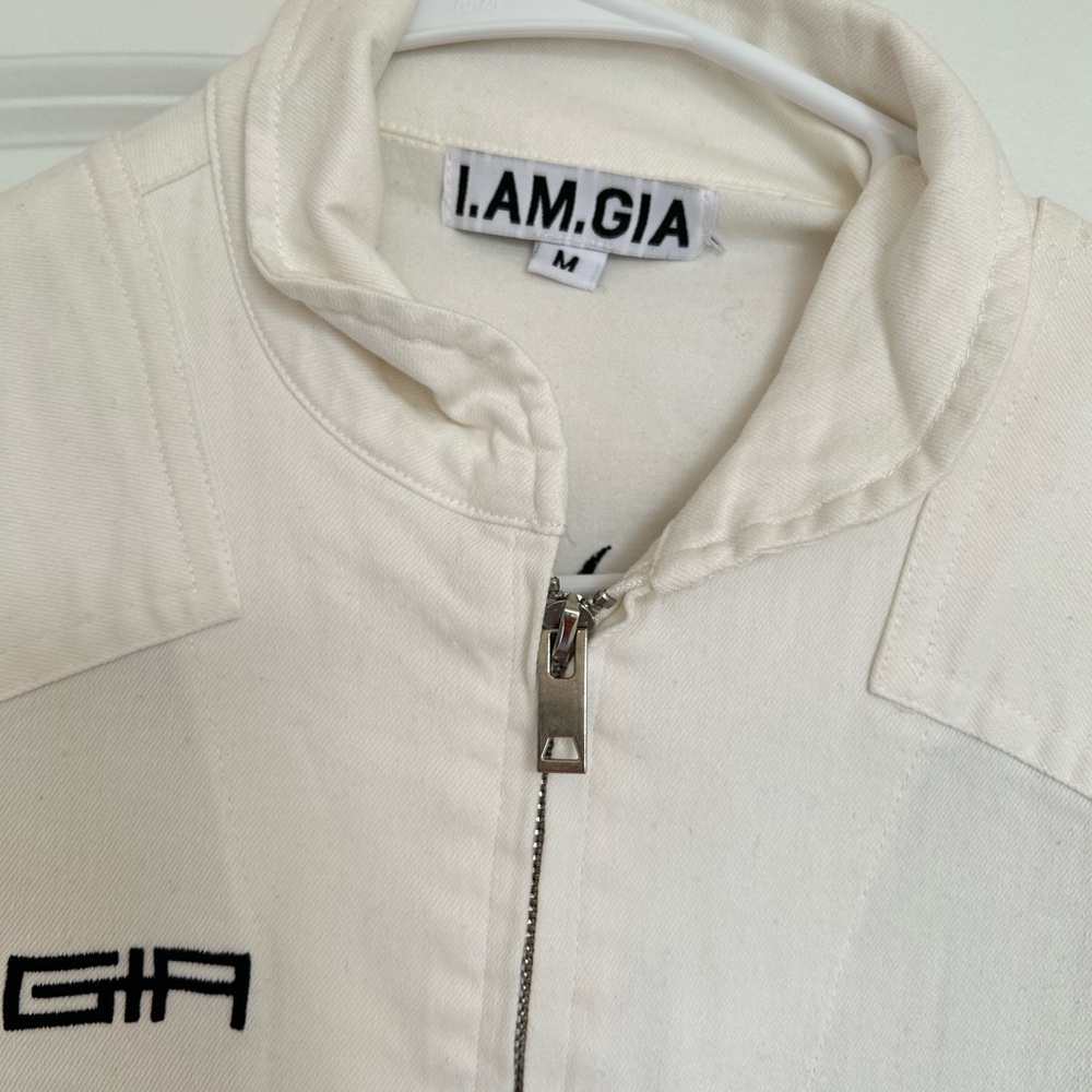 I.AM.GIA Off-White Cream Bomber Jacket with Front Zip
